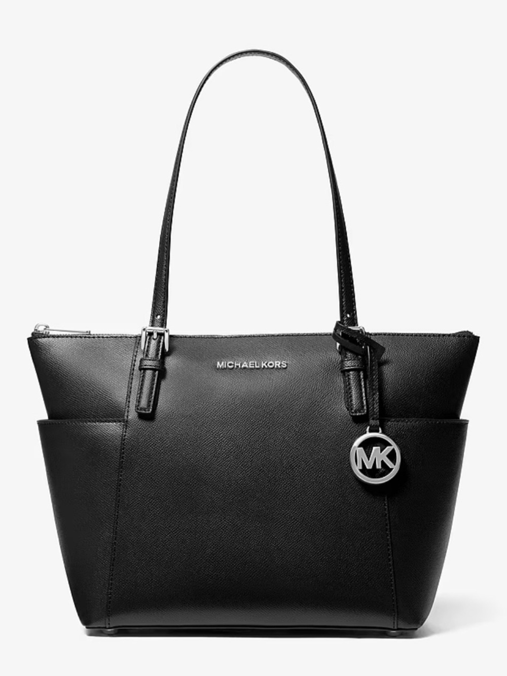 Michael Kors Jet Set Top Zip Black Saffiano Leather Tote Bag
